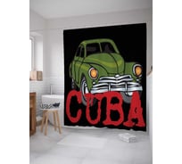 Штора (занавеска) для ванной JoyArty "Кубинское авто" из сатена, 180х200 см с крючками, sc_5625