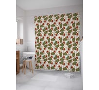 Штора (занавеска) для ванной JoyArty "Рябистое авокадо" из сатена, 180х200 см с крючками, sc_70433