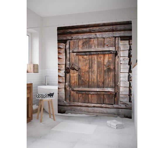 Штора (занавеска) для ванной JoyArty "Дверь надежды" из сатена, 180х200 см с крючками, sc_9790 1