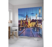 Штора (занавеска) для ванной JoyArty "Мостовая площадь Баварии" из сатена, 180х200 см с крючками, sc_36560