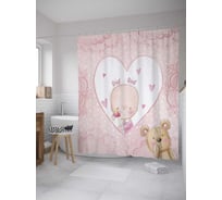 Штора (занавеска) для ванной JoyArty "Малышка в сердце" из сатена, 180х200 см с крючками, sc_35122