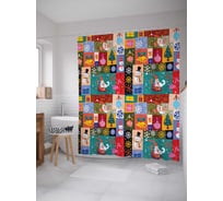 Штора (занавеска) для ванной JoyArty "Праздник в красках" из сатена, 180х200 см с крючками, sc_78663