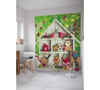 Штора (занавеска) для ванной JoyArty "Дом для украшений" из сатена, 180х200 см с крючками, sc_78657