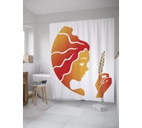 Штора (занавеска) для ванной JoyArty "Дева с колоском" из сатена, 180х200 см с крючками, sc_60207