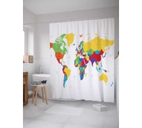Штора (занавеска) для ванной JoyArty "Красочные страны" из сатена, 180х200 см с крючками, sc_7000