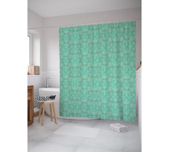 Штора (занавеска) для ванной JoyArty "Мусульманская защита" из сатена, 180х200 см с крючками, sc_64223 1