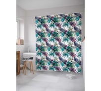 Штора (занавеска) для ванной JoyArty "Тропический принт" из сатена, 180х200 см с крючками, sc_79848