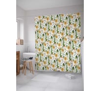 Штора (занавеска) для ванной JoyArty "Поле подсолнухов" из сатена, 180х200 см sc_378617