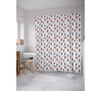 Штора (занавеска) для ванной JoyArty "Забавные дома" из сатена, 180х200 см с крючками, sc_57602
