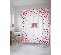 Штора (занавеска) для ванной JoyArty "Любовь среди сердец" из сатена, 180х200 см с крючками, sc_53020