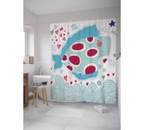 Штора (занавеска) для ванной JoyArty "Рыба в пятнышках" из сатена, 180х200 см с крючками, sc_61436