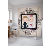 Штора (занавеска) для ванной JoyArty "Свадебная фотография" из сатена, 180х200 см с крючками, sc_53928