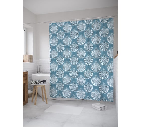 Штора (занавеска) для ванной JoyArty "Небесная арабеска" из сатена, 180х200 см с крючками, sc_61559 1