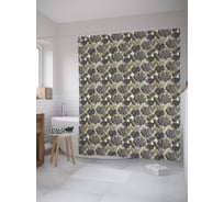 Штора (занавеска) для ванной JoyArty "Тропические листья на зигзагах" из сатена, 180х200 см с крючками, sc_55502