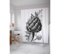 Штора (занавеска) для ванной JoyArty "Монохромный артишок" из сатена, 180х200 см с крючками, sc_38920