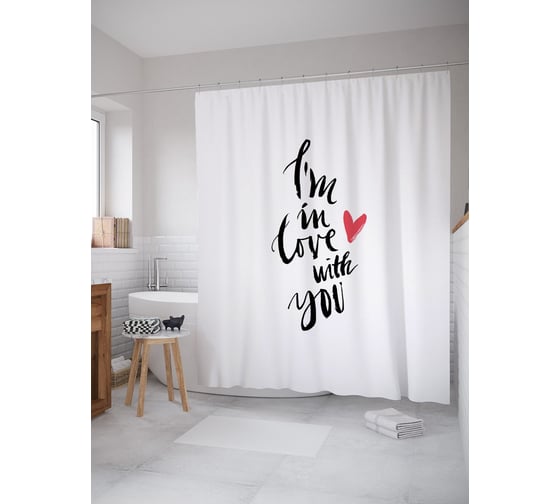 Штора (занавеска) для ванной JoyArty "Признание влюбленного" из сатена, 180х200 см с крючками, sc_53025 1