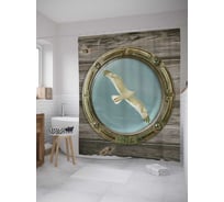 Штора (занавеска) для ванной JoyArty "Корабельная чайка" из сатена, 180х200 см с крючками, sc_7895