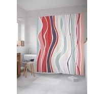Штора (занавеска) для ванной JoyArty "Скрытая волна" из сатена, 180х200 см с крючками, sc_32211