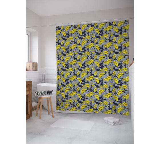 Штора (занавеска) для ванной JoyArty "Весенний сад" из сатена, 180х200 см с крючками, sc_63414 1