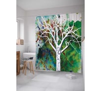 Штора (занавеска) для ванной JoyArty "Дерево с узорами" из сатена, 180х200 см с крючками, sc_4902