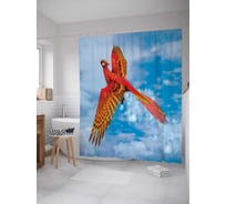 Штора (занавеска) для ванной JoyArty "Жар птица в небе" из сатена, 180х200 см с крючками, sc_7717