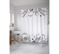 Штора (занавеска) для ванной JoyArty "Звезды зентангл" из сатена, 180х200 см с крючками, sc_61082