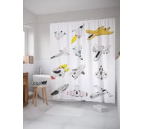 Штора (занавеска) для ванной JoyArty "Реактивные самолётики" из сатена, 180х200 см с крючками, sc_54117
