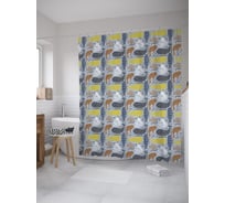 Штора (занавеска) для ванной JoyArty "Орнаментальные кашалоты" из сатена, 180х200 см с крючками, sc_61335
