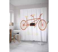 Штора (занавеска) для ванной JoyArty "Поехали на тандеме" из сатена, 180х200 см с крючками, sc_61462