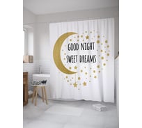 Штора (занавеска) для ванной JoyArty "Спокойной ночи, сладких снов" из сатена, 180х200 см с крючками, sc_61178