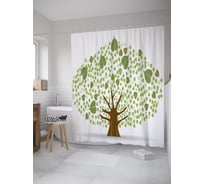 Штора (занавеска) для ванной JoyArty "Листья на дереве" из сатена, 180х200 см с крючками, sc_61515