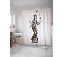 Штора (занавеска) для ванной JoyArty "Жонглер на уницикле" из сатена, 180х200 см с крючками, sc_62838