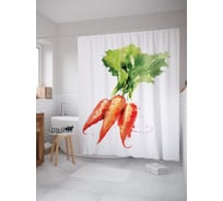 Штора (занавеска) для ванной JoyArty "Пучок моркови" из сатена, 180х200 см с крючками, sc_62429