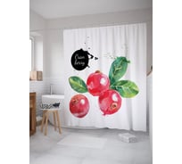 Штора (занавеска) для ванной JoyArty "Клюква" из сатена, 180х200 см с крючками, sc_62315