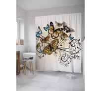 Штора (занавеска) для ванной JoyArty "Спектакль бабочек" из сатена, 180х200 см с крючками, sc_8816