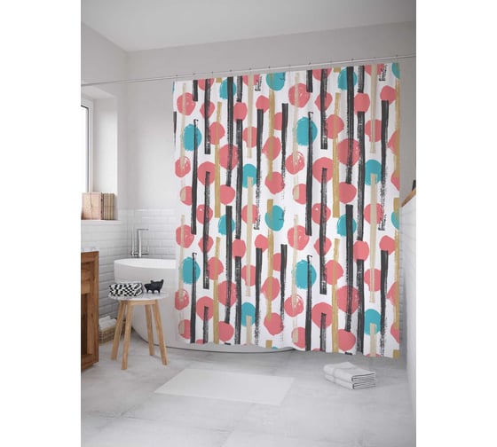 Штора (занавеска) для ванной JoyArty "Абстракция" из сатена, 180х200 см с крючками, sc_48318 1