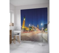 Штора (занавеска) для ванной JoyArty "Ночной Лондон" из сатена, 180х200 см с крючками, sc_32592