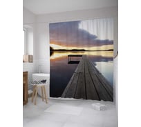 Штора (занавеска) для ванной JoyArty "Деревянный причал" из сатена, 180х200 см с крючками, sc_32142