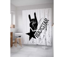 Штора (занавеска) для ванной JoyArty "Рок звезда" из сатена, 180х200 см с крючками, sc_5039