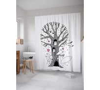 Штора (занавеска) для ванной JoyArty "Дупло старого дерева" из сатена, 180х200 см с крючками, sc_58562