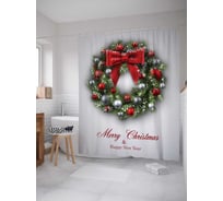 Штора (занавеска) для ванной JoyArty "Сказочный рождественский венок" из сатена, 180х200 см sc_294377