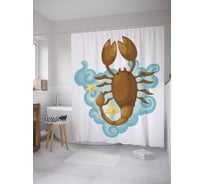 Штора (занавеска) для ванной JoyArty "Скорпион наив" из сатена, 180х200 см с крючками, sc_60292