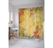 Штора (занавеска) для ванной JoyArty "Рисунок на бамбуке" из сатена, 180х200 см с крючками, sc_4729
