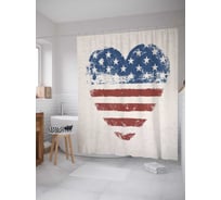 Штора (занавеска) для ванной JoyArty "Американский флаг в сердце" из сатена, 180х200 см с крючками, sc_5033