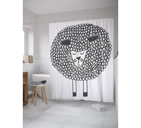 Штора (занавеска) для ванной JoyArty "Круглый барашка" из сатена, 180х200 см с крючками, sc_61539