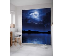 Штора (занавеска) для ванной JoyArty "Полнолуние над озером" из сатена, 180х200 см с крючками, sc_38846