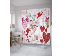 Штора (занавеска) для ванной JoyArty "День Святого Валентина" из сатена, 180х200 см с крючками, sc_61098