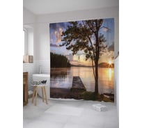 Штора (занавеска) для ванной JoyArty "Мост рассвета" из сатена, 180х200 см с крючками, sc_9154