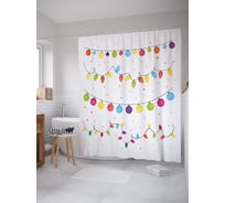 Штора (занавеска) для ванной JoyArty "Рождественские гирлянды" из сатена, 180х200 см с крючками, sc_53279