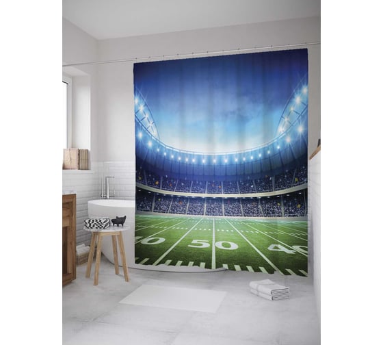 Штора (занавеска) для ванной JoyArty "Освещенный стадион" из сатена, 180х200 см с крючками, sc_8009 1